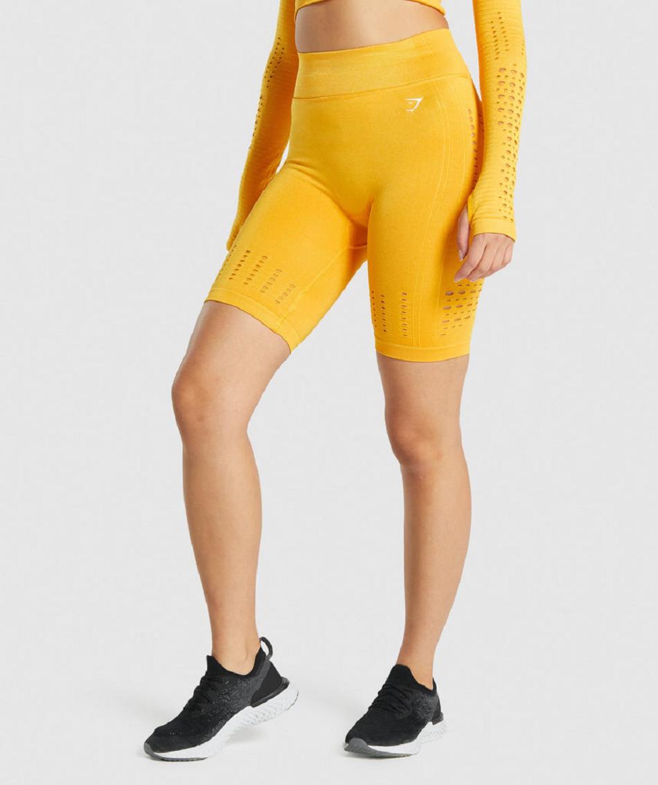 Szorty Damskie Gymshark Glow Seamless Żółte | PL 2482QMA